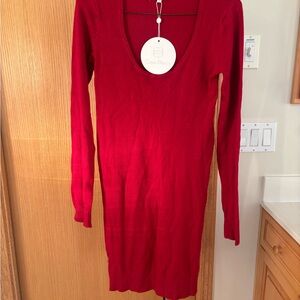 Costa Blanca Vibrant Red Long Sleeve Dress - New with Tag, Small